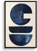 Poster in lijst - Fotolijst 80x120 cm - Posters - Vormen - Blauw - Abstract - Posterlijst zwart - Decoratie - Wanddecoratie woonkamer - Muurdecoratie slaapkamer