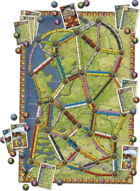 Thumbnail van een extra afbeelding van het spel Spellenbundel - Ticket to Ride - 2 Stuks - USA (Basisspel) & Uitbreiding Nederland