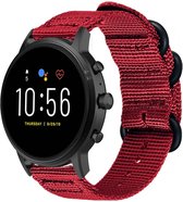 Nylon Smartwatch bandje - Geschikt voor  Fossil Gen 5 nylon gesp band - rood - Strap-it Horlogeband / Polsband / Armband