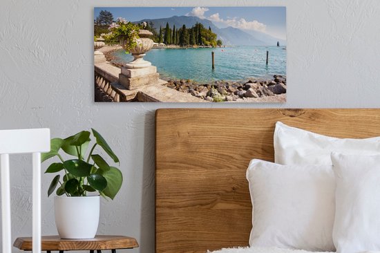 Tableau sur Toile Lac de Garde - Côte - Water - 40x20 cm - Décoration murale