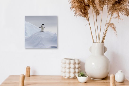 Canvas Schilderij Pinguïn - IJs - Winter - 20x20 cm - Wanddecoratie
