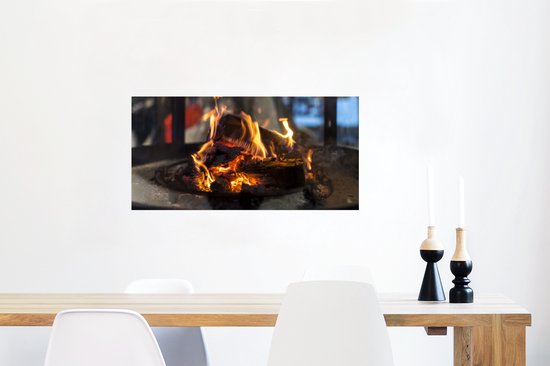 Affiche Une Cheminée Brûlante - 80x40 cm
