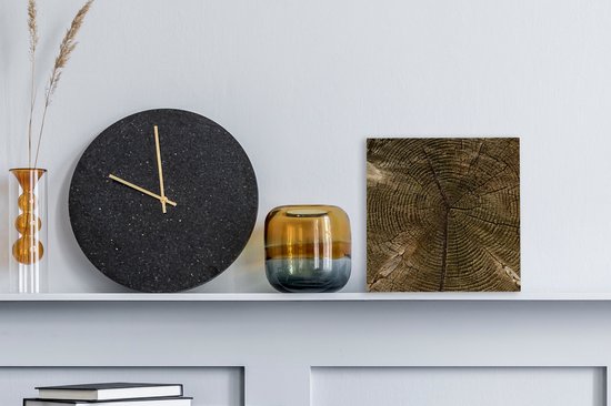 Tableau sur toile Une coupe transversale d'un tronc d'arbre aux cernes clairs - 20x20 cm - Décoration murale