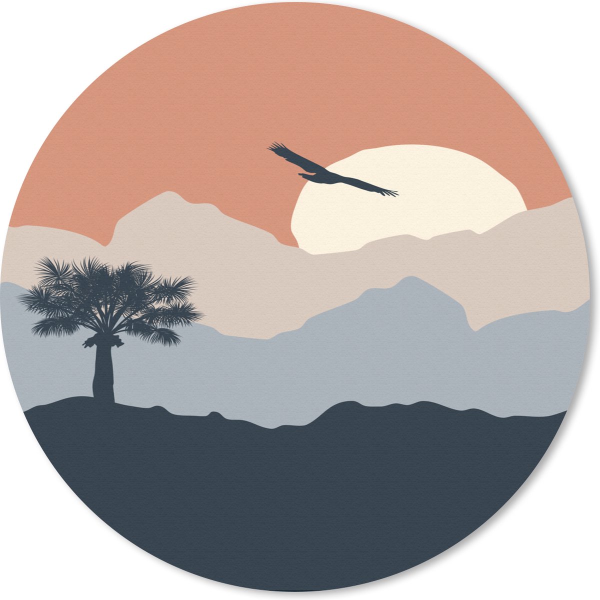 Muismat rond 30x30 cm - Mousepad Pastel - Zonsondergang - Bergen - Ronde muismatten