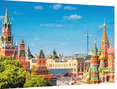 Kleurrijke blik op het Rode Plein en Kremlin in Moskou - Foto op Dibond - 90 x 60 cm