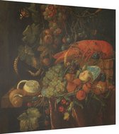 Stilleven met vruchten en een kreeft, Jan Davidsz. de Heem - Foto op Dibond - 80 x 80 cm