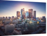 Zonsondergang schijnt over het centrum van Los Angeles - Foto op Dibond - 90 x 60 cm