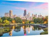 De sfeervolle Chicago skyline vanaf Lincoln Park - Foto op Dibond - 60 x 40 cm