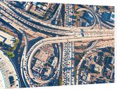 Luchtfoto van een snelwegkruising in Los Angeles - Foto op Dibond - 90 x 60 cm