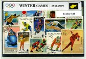 De Winter olympiade – Luxe postzegel pakket (A6 formaat) : collectie van 25 verschillende postzegels van de winter olympiade – kan als ansichtkaart in een A6 envelop - authentiek c
