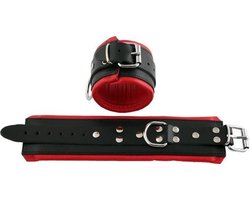 Mister B Leren Enkelboeien - Zwart/Rood