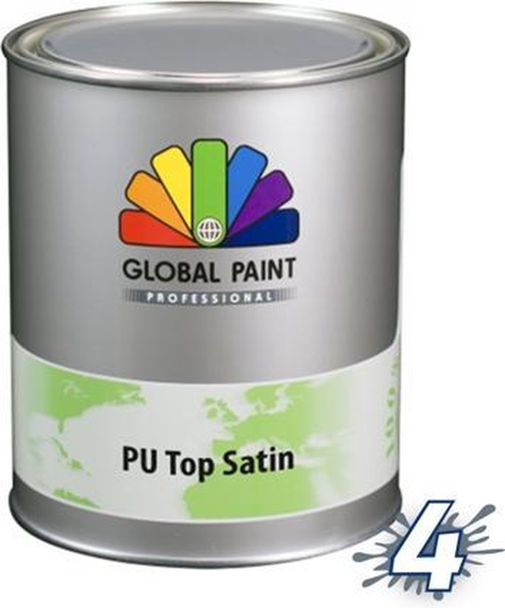 Global Paint PU Top Satin | Wit | 2,5 L | Zijdeglans | Lak Verf voor Binnen | Klusverf