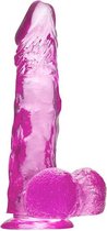 Realistische Doorzichtige Dildo met Balzak 20.00 cm - Roze