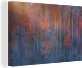 Canvas Schilderij Herfst - Bos - Mist - 60x40 cm - Wanddecoratie