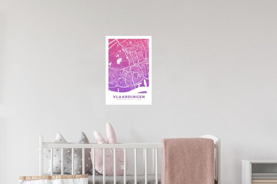 Stickers Stickers muraux - Plan de la ville - Vlaardingen - Violet - Pays- Nederland - 20x30 cm - Feuille adhésive - Carte