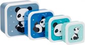 eetset Panda junior polyetheen blauw 4-delig
