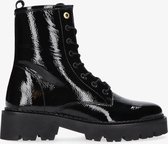 Tango | Bee bold 1-b black patent leather biker with zipper - black sole | Maat: 38