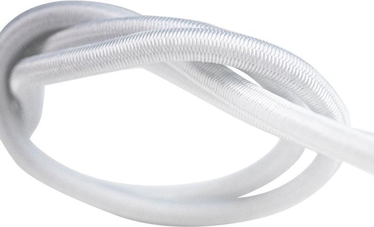 Afdekzeilwinkel - Elastisch koord 6mm wit op rol - 25 meter
