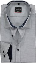 VENTI body fit overhemd - donkerblauw met wit structuur (contrast) - Strijkvriendelijk - Boordmaat: 39