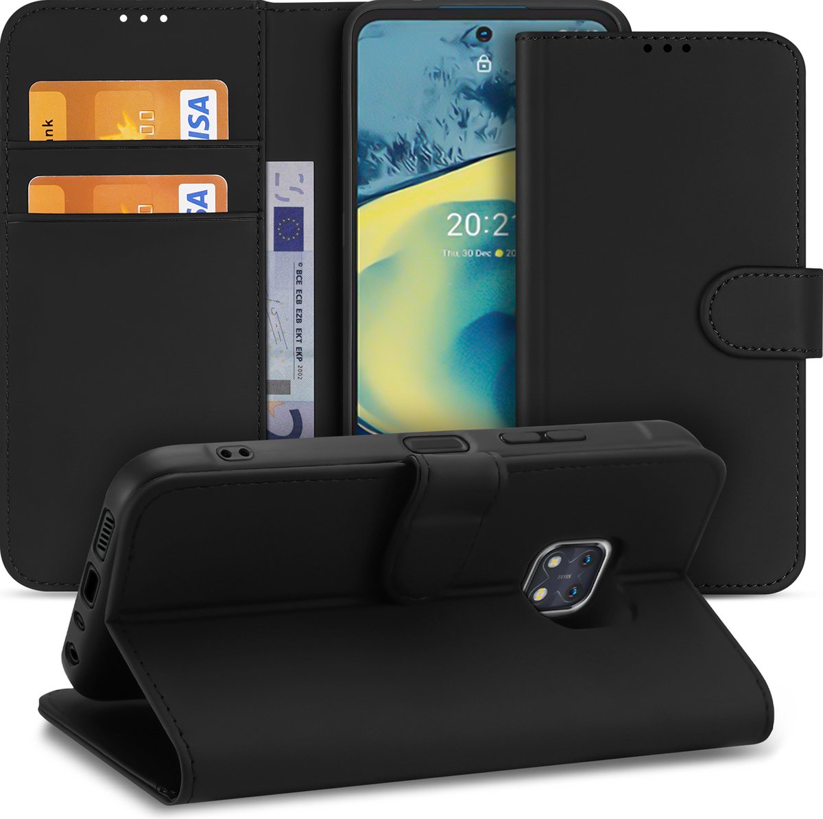 Telefoon Hoesje Nokia XR20 Book Case Zwart met Pasjeshouder