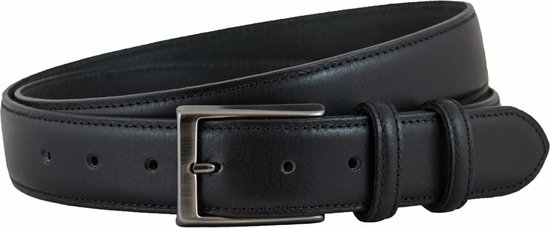 Landley Leren Nette Pantalon Riem - Dames en Heren - 35 mm - Premium Volnerf Leer - Kostuum Riem - Zwart - Lengte totaal 135 cm / Riemmaat 115