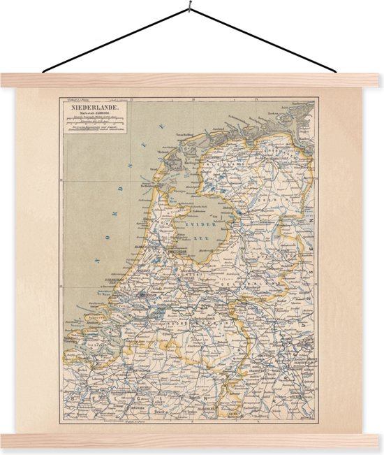 Posterhanger incl. Poster Schoolplaat - Kaart - Vintage - Nederland - 60x60 cm -... | bol.com