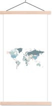 Wanddecoratie - Wereldkaart - Pastel - Landen - Schoolplaat - 60x120 cm - Textielposter - Textiel poster