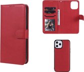 Apple iPhone 12 Pro Max hoesje - MobyDefend Luxe 2-in-1 Wallet Book Case Met Uitneembare Backcover - Rood - GSM Hoesje - Telefoonhoesje Geschikt Voor: Apple iPhone 12 Pro Max