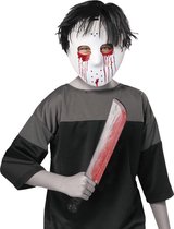 Jason Masker & Mes - Halloween Wapen - Halloween Masker - Halloween Kostuum - Wit Met Bloed - One Size