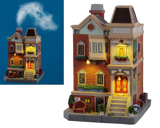 Lemax - Wester St. Row House (Smoking), With 4.5v Adaptor - Kersthuisjes & Kerstdorpen