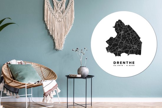 WallCircle - Wall Circle - Wall Circle Indoor - Drenthe - Carte - Pays Nederland - 150x150 cm - Décoration murale - Peintures Ronds
