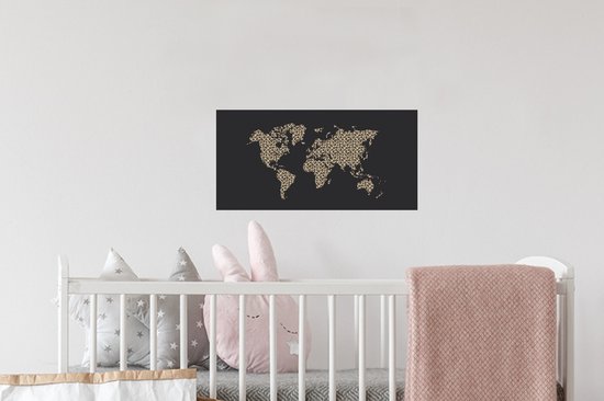 Stickers muraux - Carte du Wereldkaart - Imprimé Léopard - Animaux - 40x20 cm - Film Adhésif