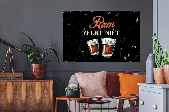 Stickers muraux - Rhum - Verres - Texte - 120x80 cm - Feuille adhésive - Cadeau pour homme