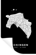 Muurstickers - Sticker Folie - Groningen - Nederland - Zwart - 80x120 cm - Plakfolie - Muurstickers Kinderkamer - Zelfklevend Behang - Zelfklevend behangpapier - Stickerfolie