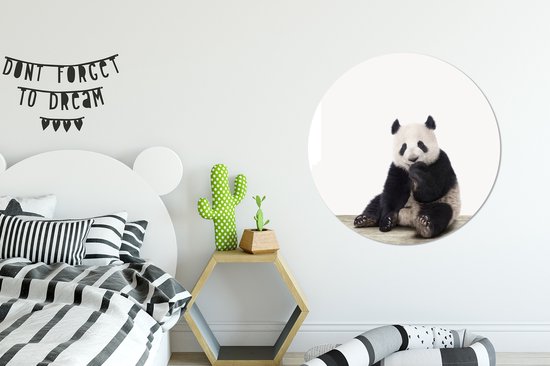 Cercle mural - Cercle mural - ⌀ 90 cm - Plastique - Animaux - Panda - Zwart - Wit