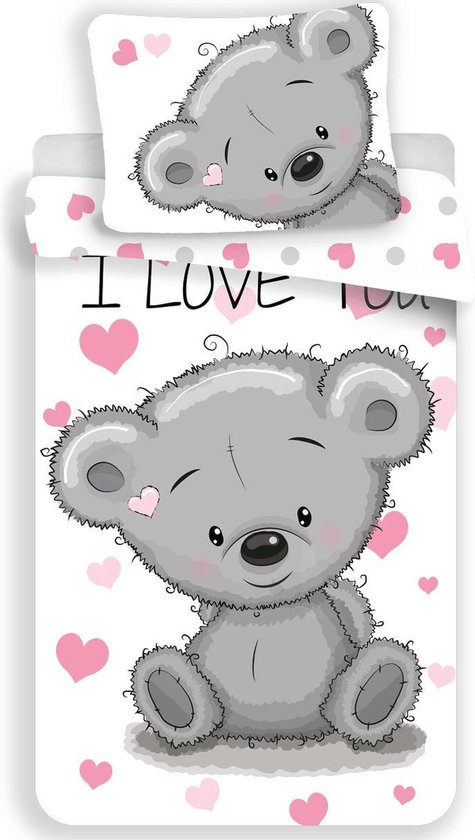 Housse de couette Love Teddy Bear - Simple - 140 x 200 cm - Wit | bol.com