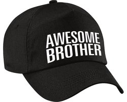 Awesome brother tekst petje - baseballcap - voor broer - zwart - heren - cadeau petten / caps voor broer / broertje