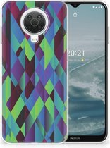 TPU Silicone Hoesje Nokia G20 | G10 Smartphonehoesje met naam Abstract Groen Blauw
