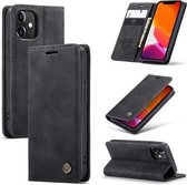 CaseMe - iPhone 12 Mini hoesje - Wallet Book Case - Magneetsluiting - zwart