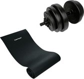 Tunturi - Fitness Set - Vinyl Halterset 15 kg - Fitnessmat 160 x 60 x 0,7 cm