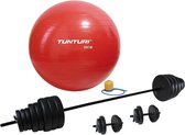 Tunturi - Fitness Set - Vinyl Barbell/Dumbbell Set 50Kg   - Gymball Rood 55 cm