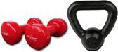 Tunturi - Fitness Set - Vinyl Dumbbell 2 x 3 kg - Kettlebell 4 kg