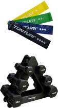 Tunturi - Fitness Set - Dumbbell Opbergrek incl 2x 1 t/m 3 dumbbells  - Weerstandsbanden 4 stuks