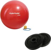 Tunturi - Fitness Set - Halterschijven 2 x 2,5 kg - Gymball Rood 65 cm