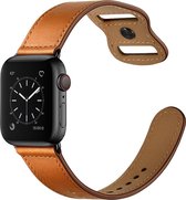 Leren bandje dubbele lus - Bruin - Geschikt voor Apple Watch 38mm - 40mm - 41mm - Compatible Apple watch bandje Smartwatchbandje leder leren