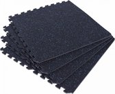 Gorilla Sports Rubber vloermatten (4 stuks) - Inclusief eindstukken - Zwart / Wit