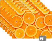 Placemat - Placemats kunststof - Sinaasappel - Fruit - Oranje - 45x30 cm - 6 stuks - Hittebestendig - Anti-Slip - Onderlegger - Afneembaar