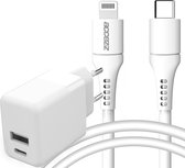 Accezz Wall Charger 20W + MFI Certified USB-C naar Lightning kabel - 1 meter - Wit