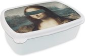 Broodtrommel Wit - Lunchbox - Brooddoos - Mona Lisa - Leonardo da Vinci - Verf - 18x12x6 cm - Volwassenen