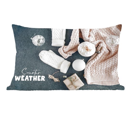 Sierkussens - Kussentjes Woonkamer - 50x30 cm - Winter - Kerstballen - Quote - Kerstversiering - Kerstdecoratie voor binnen - Woonkamer